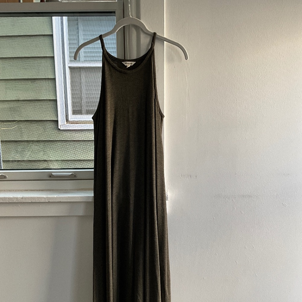 Madewell Knit Cami Midi Dress in Dried Olive Size Small - Picture 7 of 8